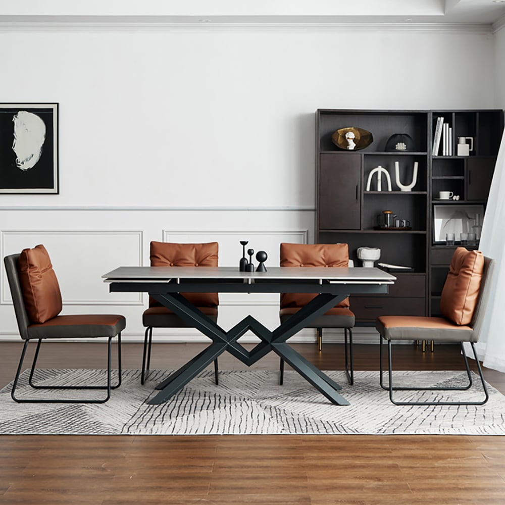 Contemporary Dining Chair with Sofa Backrest and Carbon Steel Legs window image