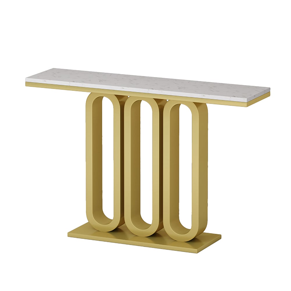 31.5" Modern Rectangular Console Table with Marble Top White window image