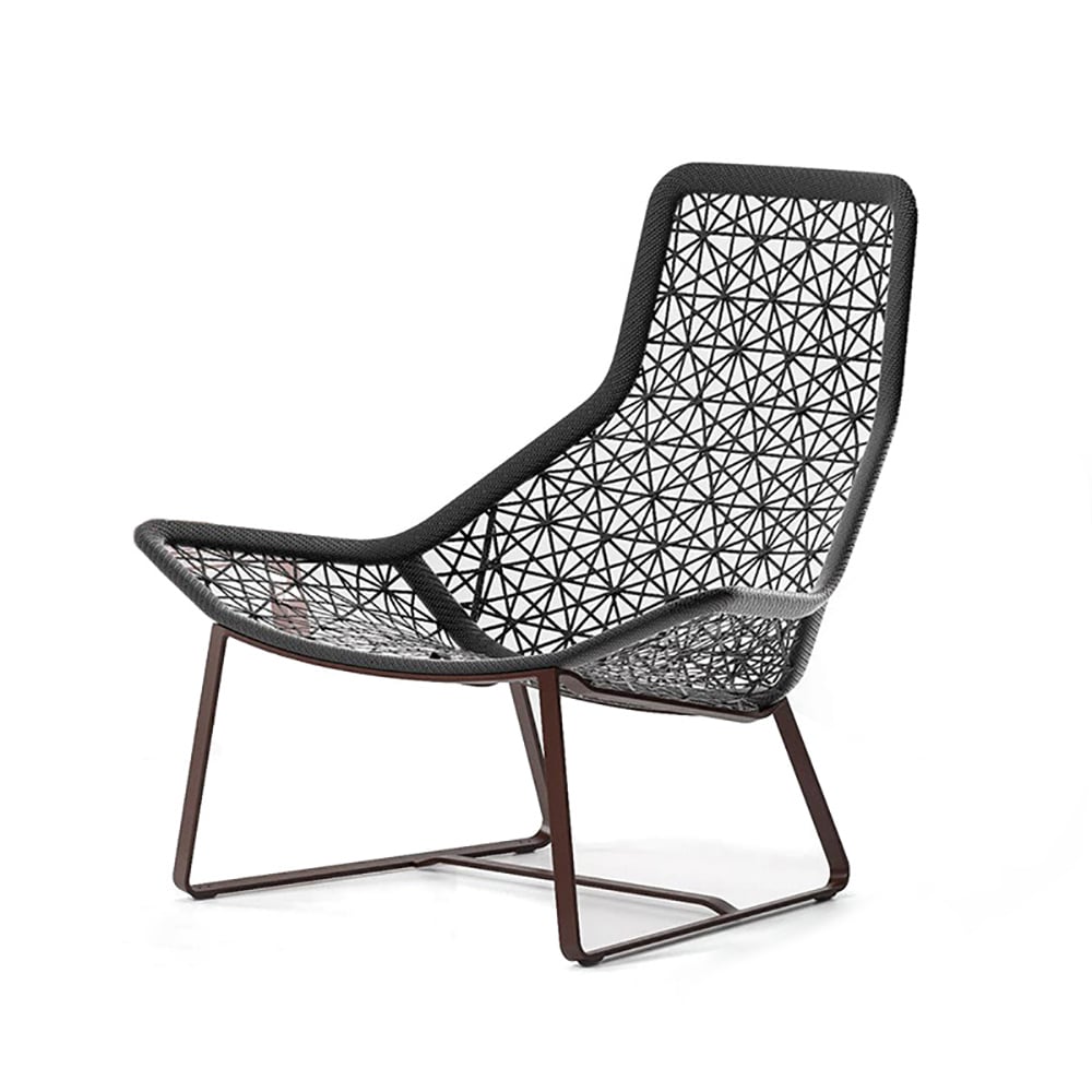 Rattan Outdoor Accent Chair with Three-dimensional Weaving Back Armless Chair in Aluminum Frame window image