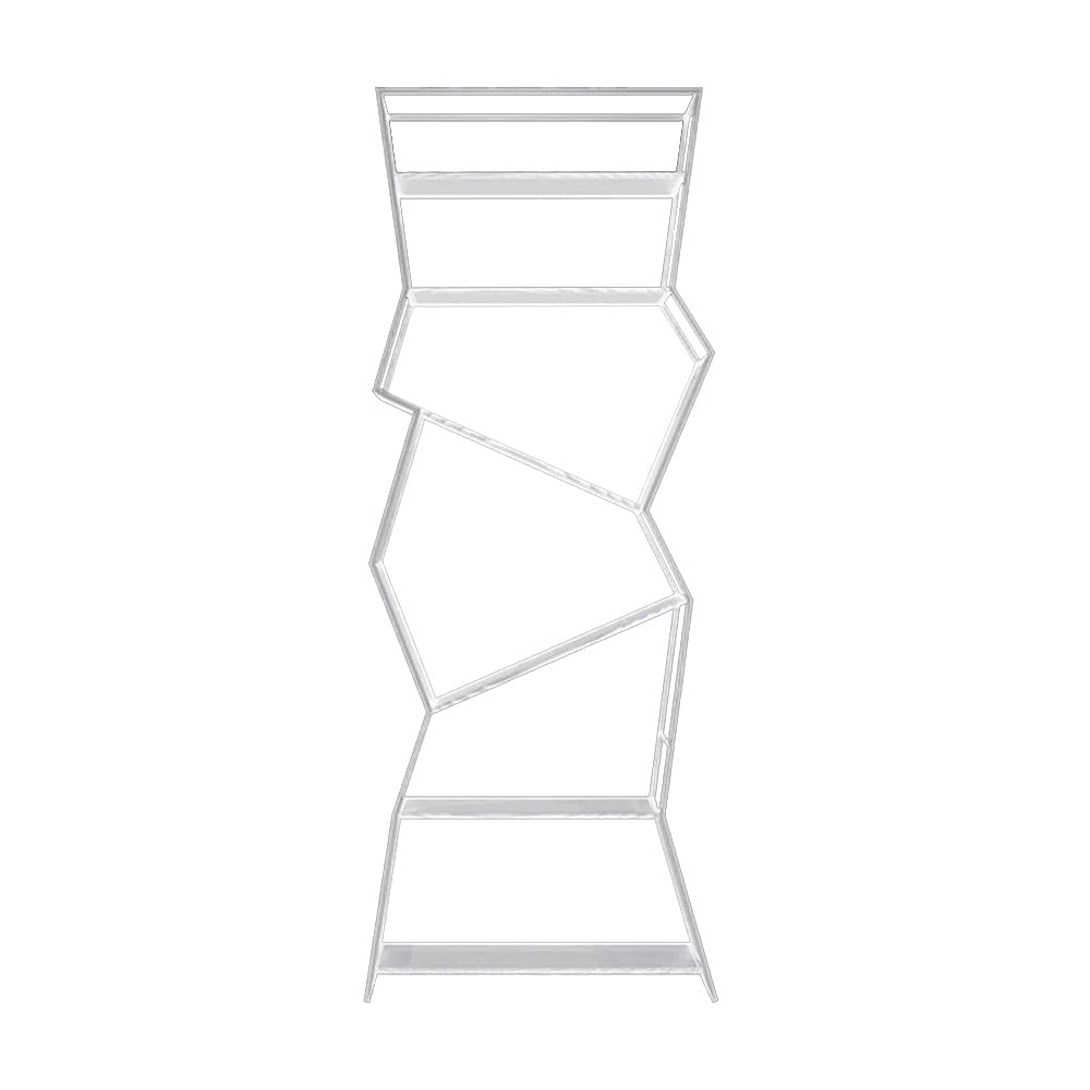 Modern Asymmetric Etagere Bookshelf Metal Standing Shelf in White window image