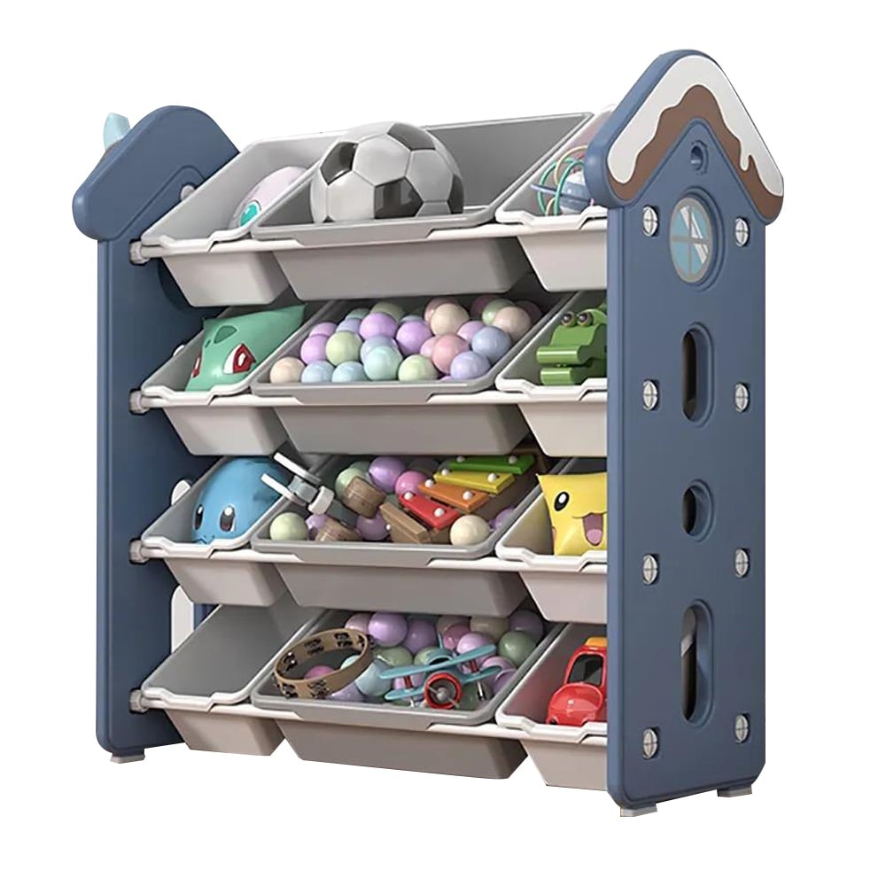 Large Kids' Storage House Toy Organiser in Blue window image