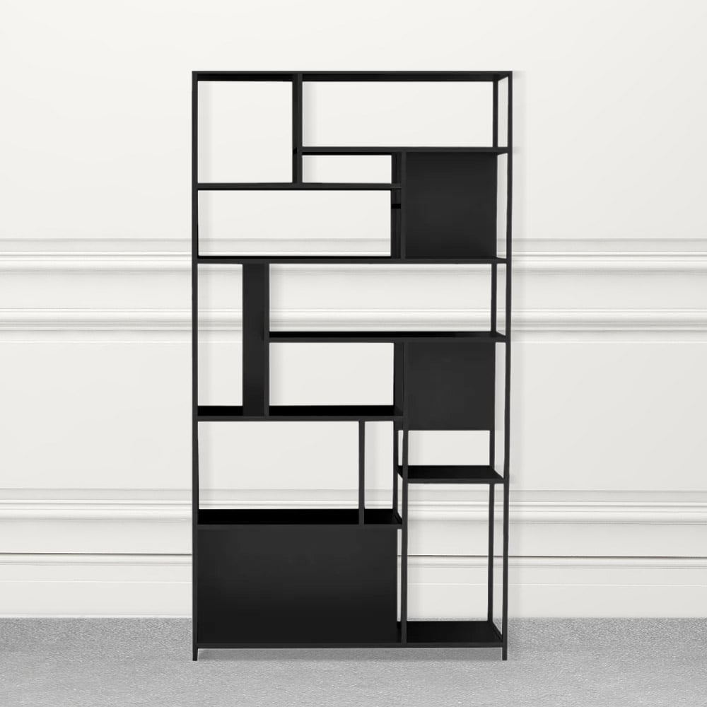 Contemporary Standing Geometric Bookshelf in Black window image