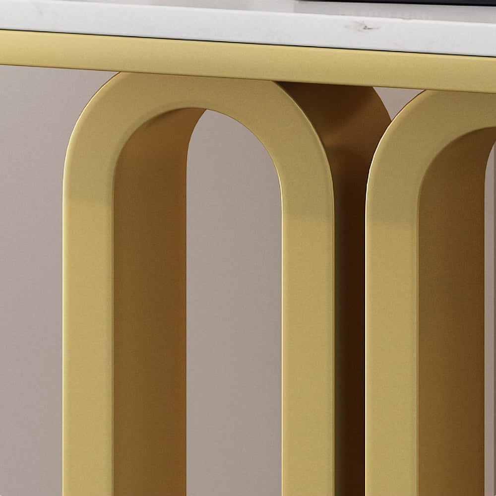 31.5" Modern Rectangular Console Table with Marble Top White window image