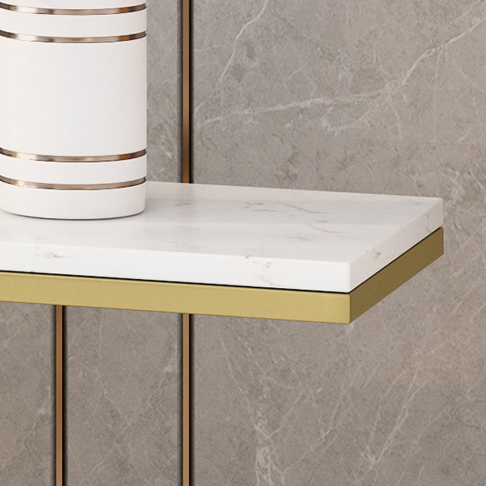 800mm Narrow Rectangular Console Table with Marble Top in White window image