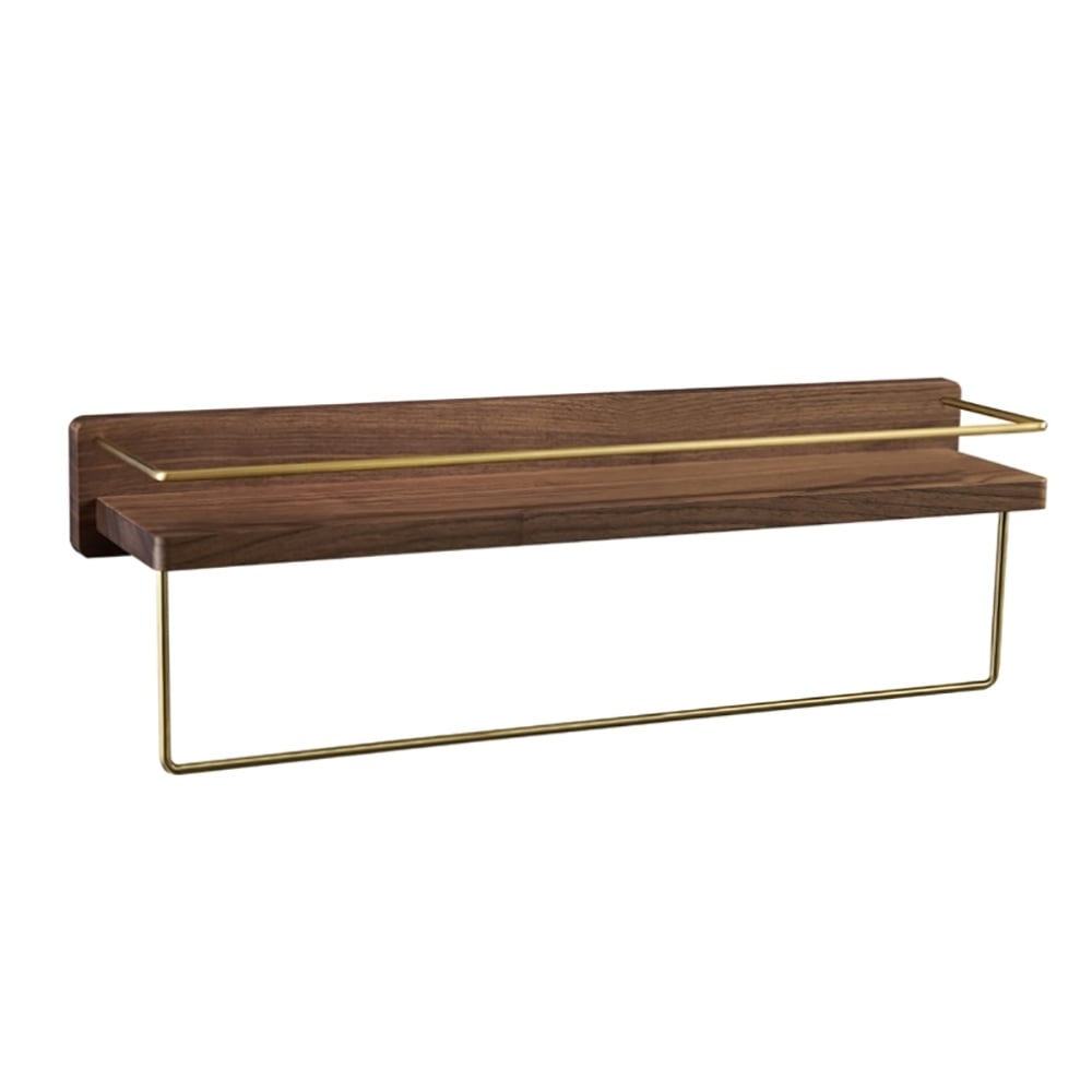 Retro Wall-Mounted with Towel Rack in Solid Wood & Brass window image