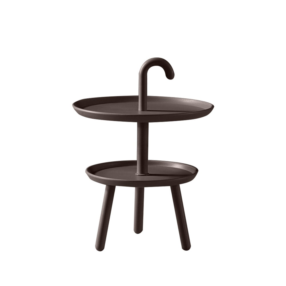 Grey Round Side Table PP Plastic with 2-Shelf End Table window image