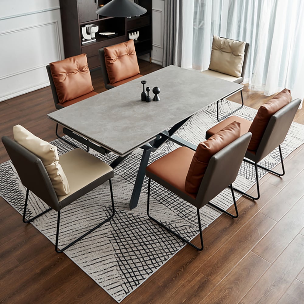 Contemporary Dining Chair with Sofa Backrest and Carbon Steel Legs window image