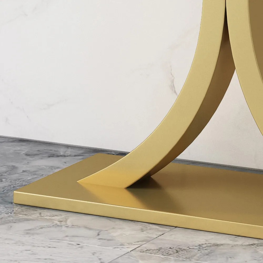 31.5" Narrow Console Table with Marble Top in White window image