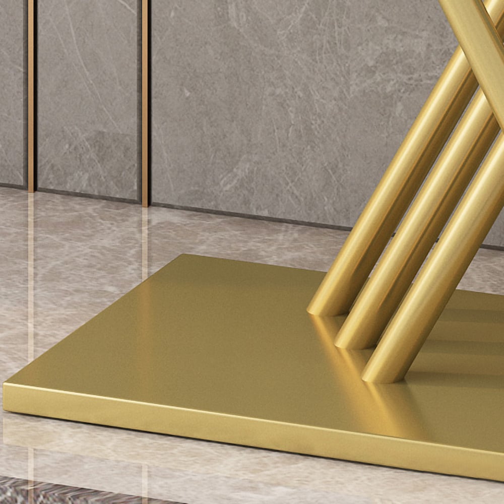 800mm Narrow Rectangular Console Table with Marble Top in White window image