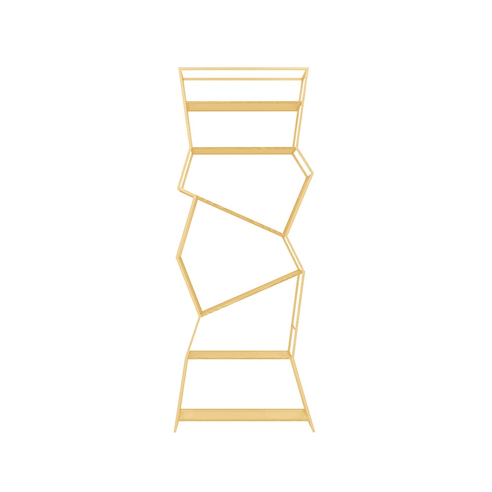 Modern Asymmetric Etagere Bookshelf Metal Standing Shelf in Gold window image