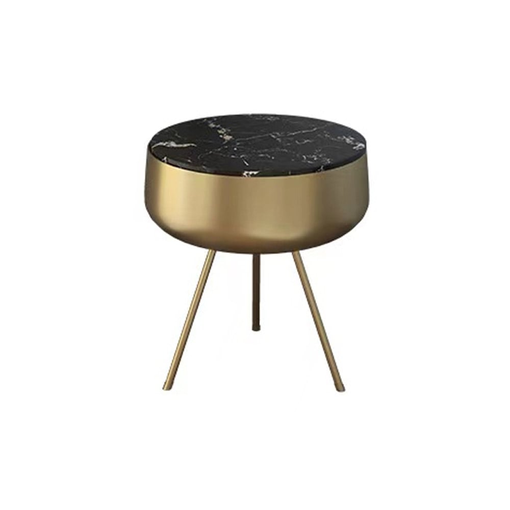 Modern Side Table with Storage MDF Top & Metal Frame in Gold window image