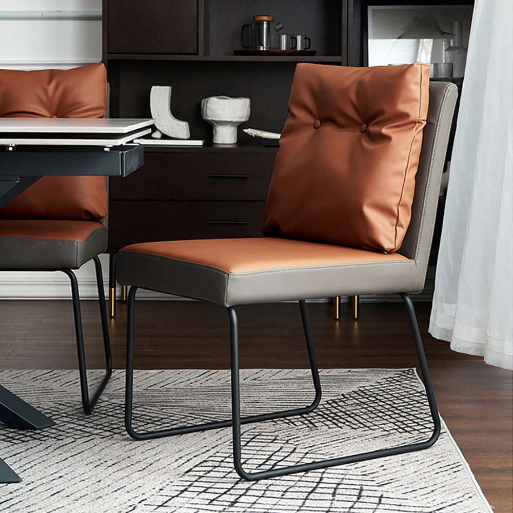 Contemporary Dining Chair with Sofa Backrest and Carbon Steel Legs window image