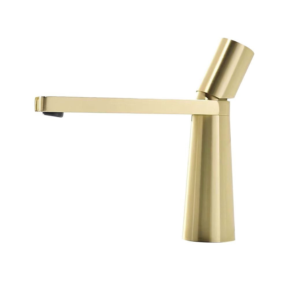 Robinet de lavabo monobloc moderne en laiton massif doré brossé image de fenêtre