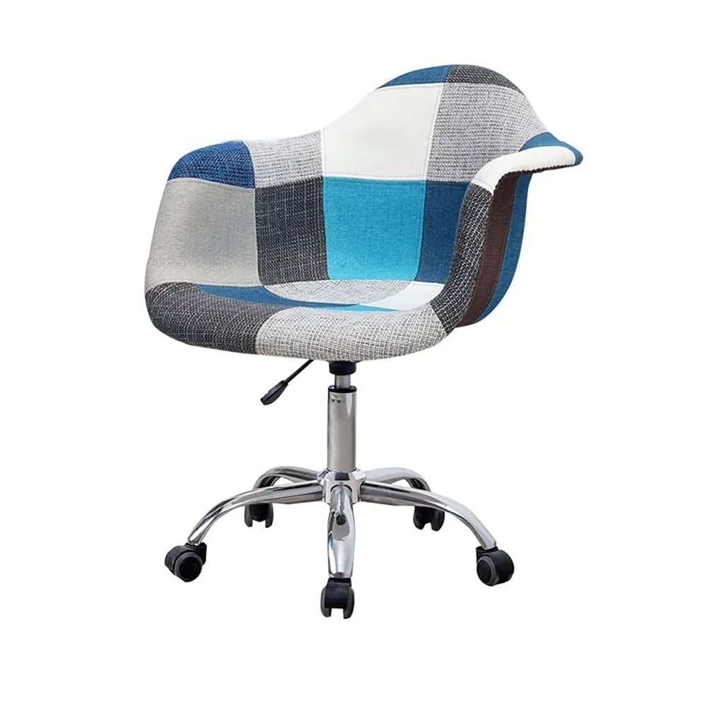 Chaise de bureau pivotante moderne en lin avec accoudoirs pour bureau Chaise d'ordinateur rembourrée image de fenêtre