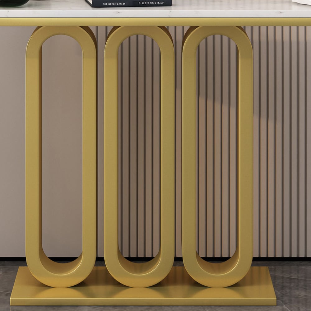 31.5" Modern Rectangular Console Table with Marble Top White window image