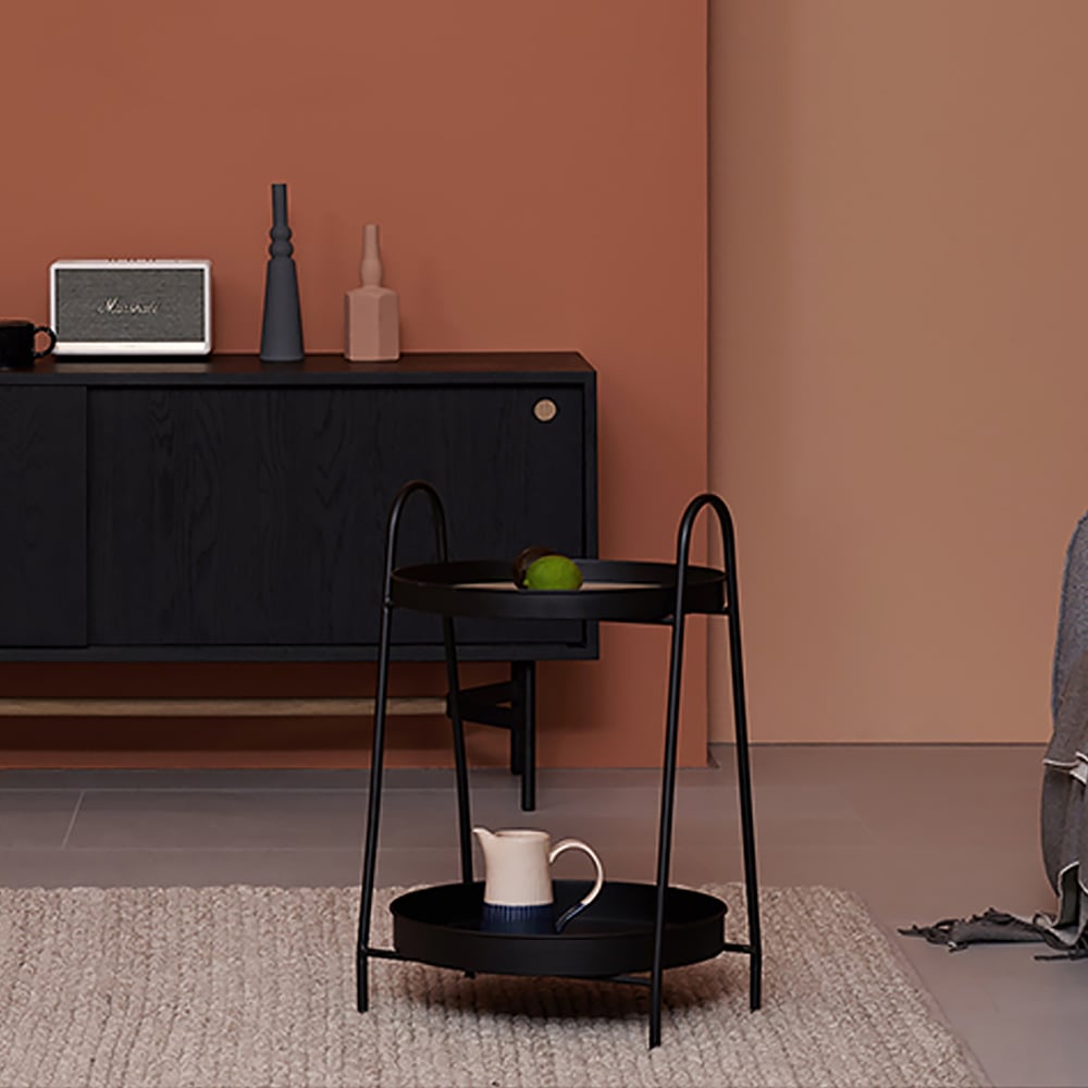 Contemporary 2-Tier Tray-Style Freestanding Shelving in Black window image