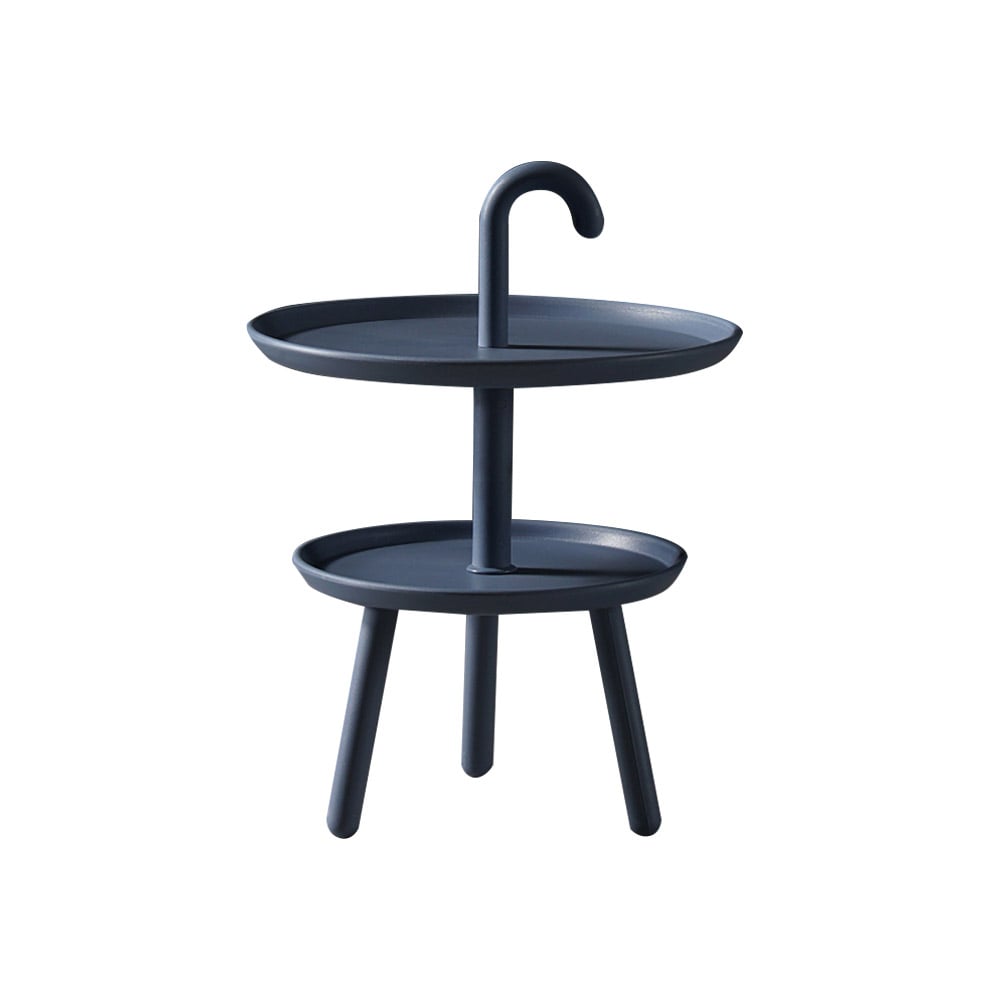 Table d'appoint ronde bleue en plastique PP avec table d'appoint à 2 étagères image de fenêtre