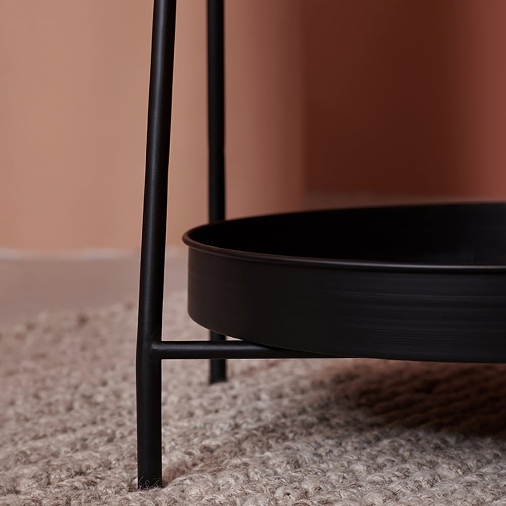 Contemporary 2-Tier Tray-Style Freestanding Shelving in Black window image