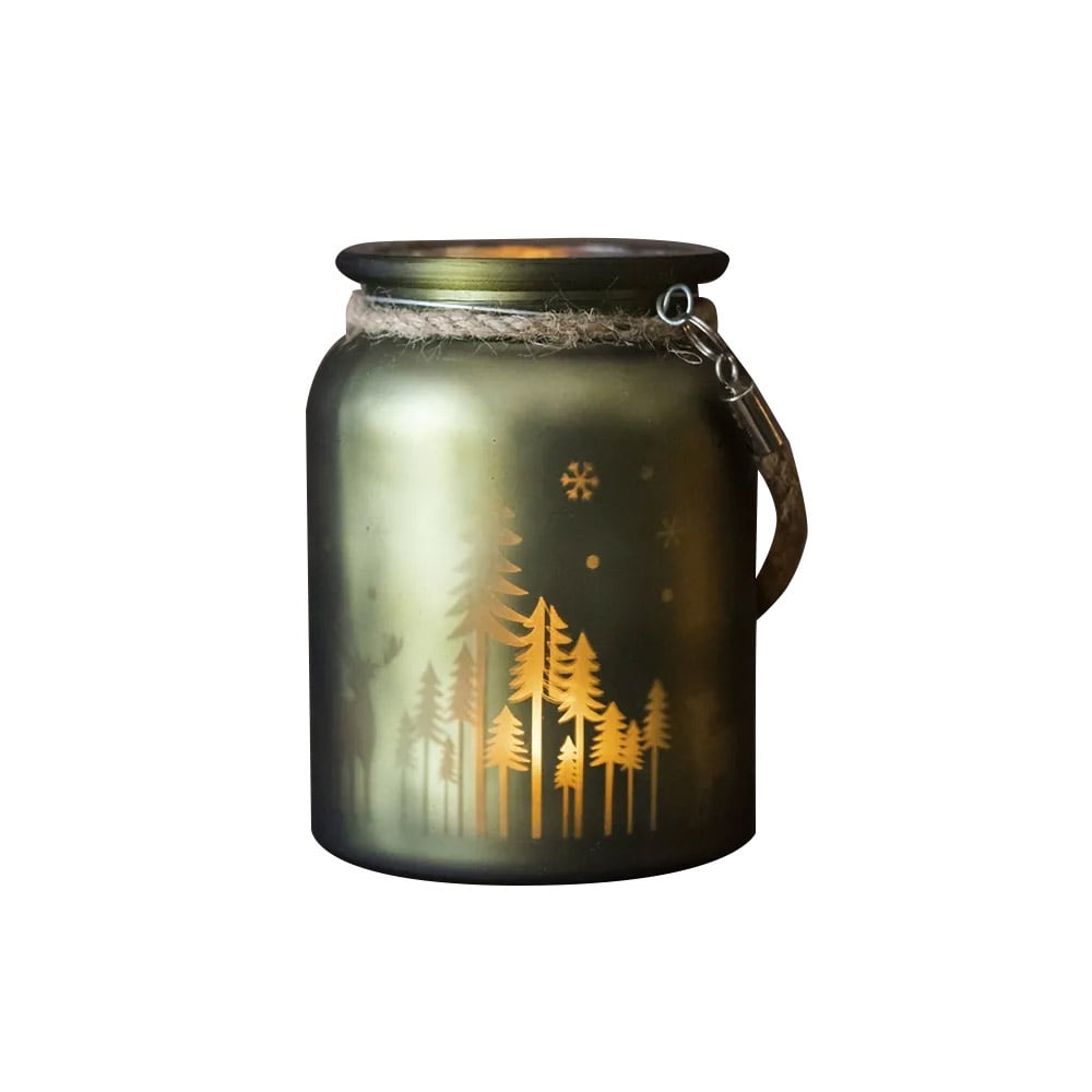 Romantic Christmas Votive Candle Holder Cup Glass Cup Decorative Painted Grass window image