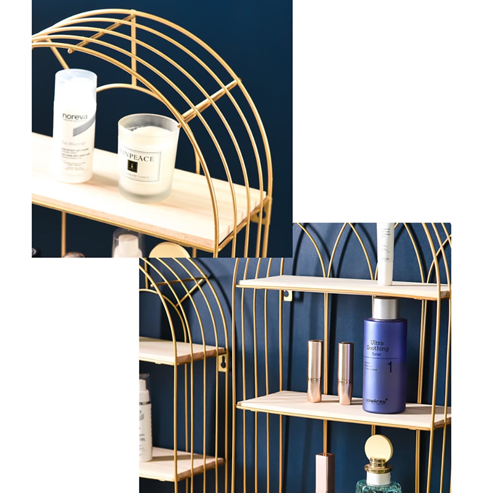 Modern Gold 3-Tier Bathroom Storage Rack Floating Shelf window image