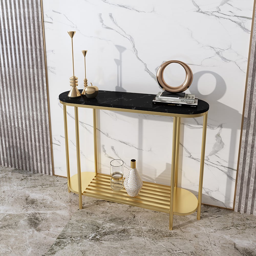 Black Narrow Console Table with Storage Entryway Table window image