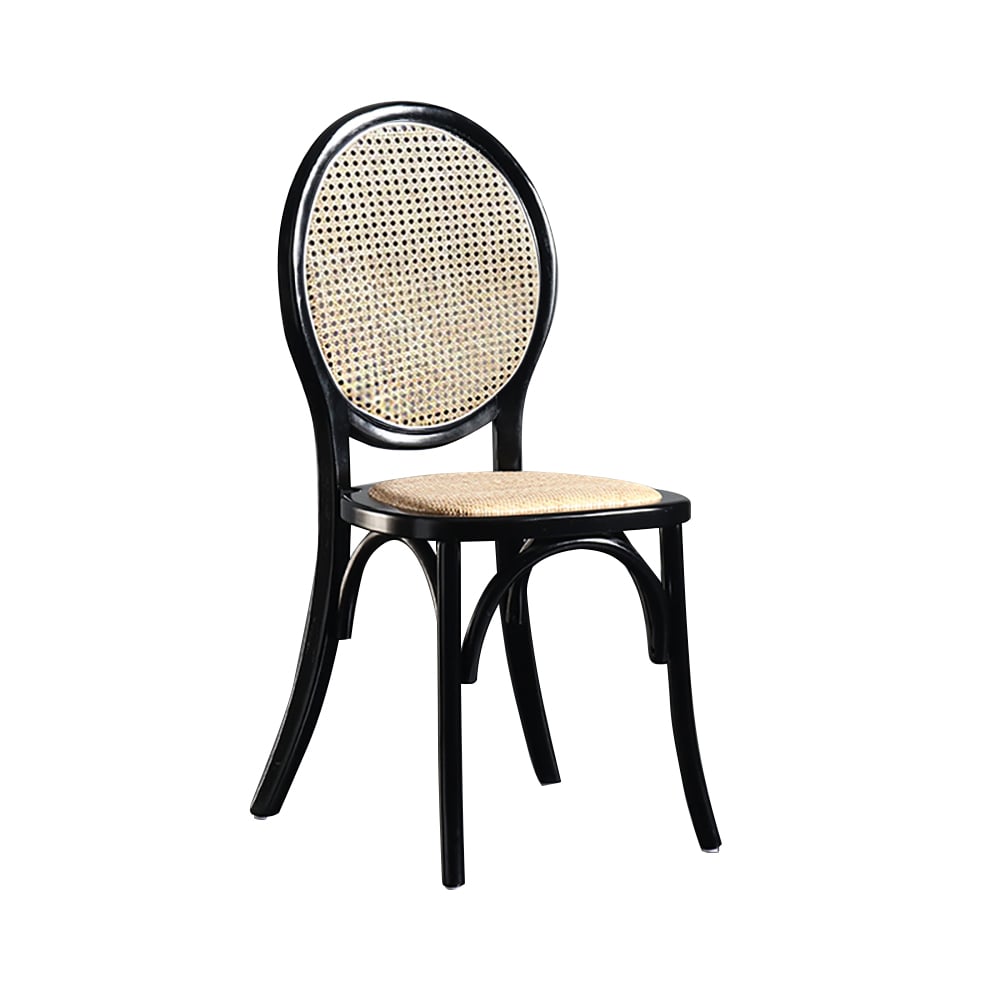 Solid Wood Dining Chair High Back Dining Chair Set of 2 in Black window image