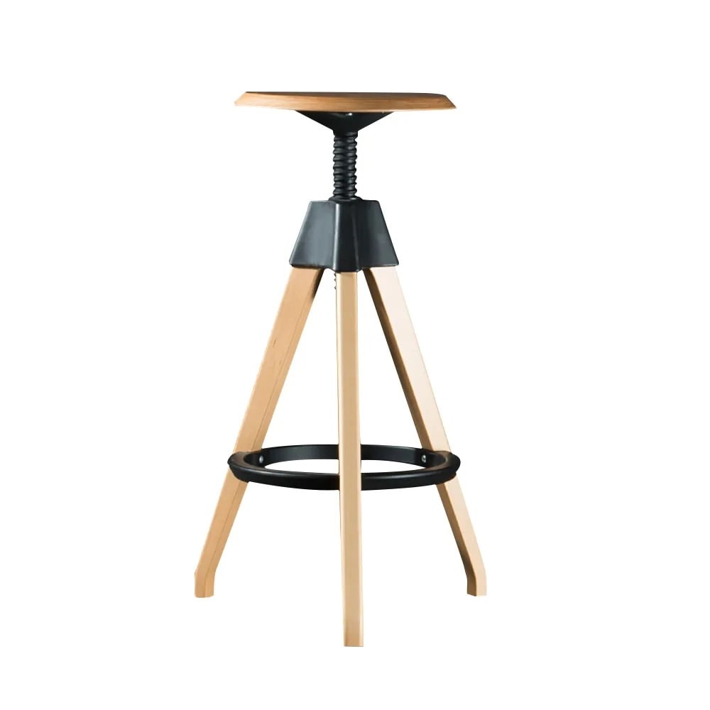 Industrail Height Bar Stool Beech Bar Chair with Footrest window image