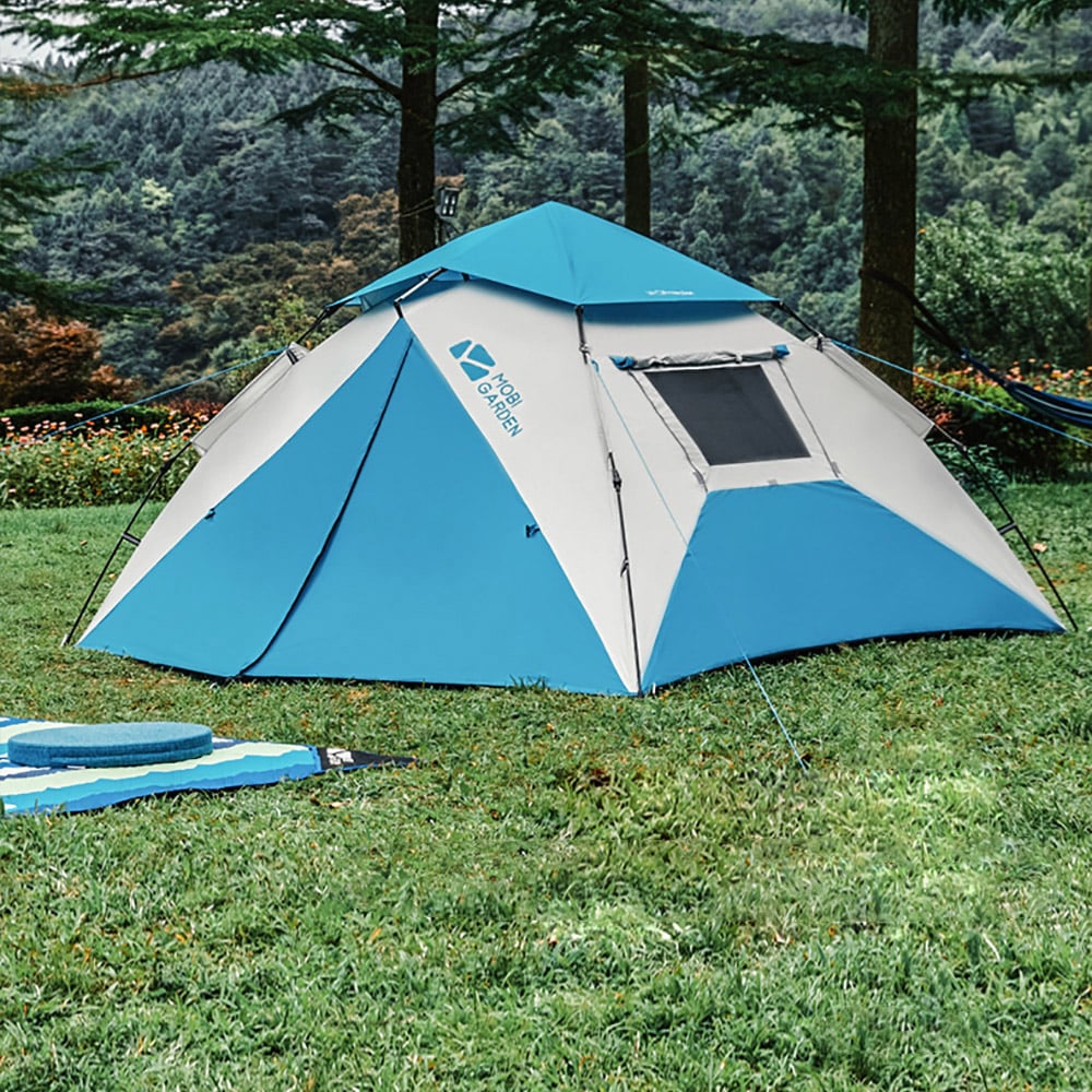 Tente automatique anti-pluie LINGDONG pour 3-4 personnes avec revêtement en polyester 190T image de fenêtre