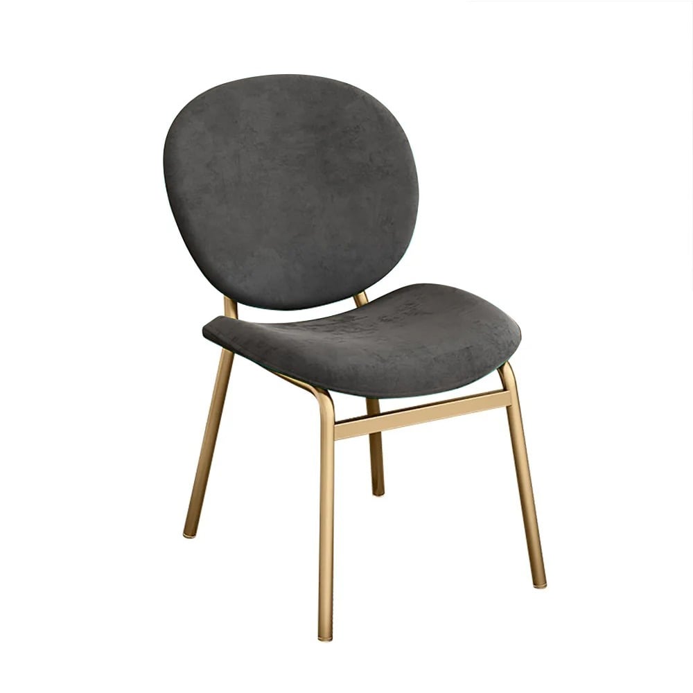 Grey Retro Velvet Dining Chair High Back Upholstered Dining Chair in Gold Legs Set of 2 window image