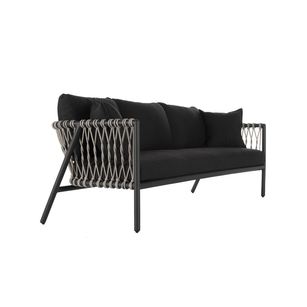 2-Seater PE Rattan Outdoor Sofa Loveseat with Aluminum Frame and Cushion Back window image