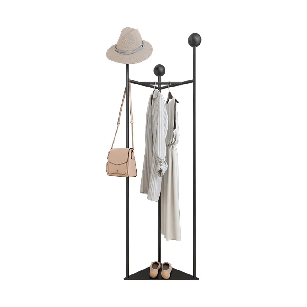 1700mm Modern Industrial Metal Triangle Freestanding Cloth Rack with Rail Black window image