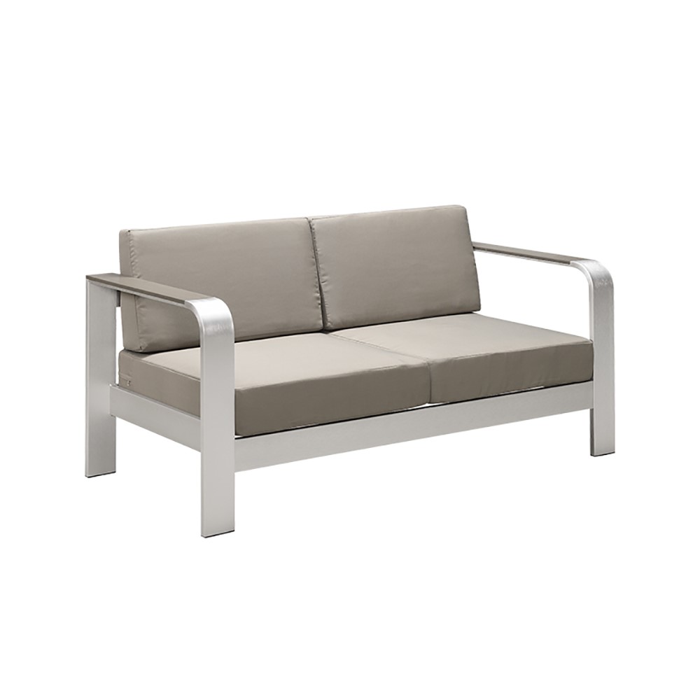 56.7" 2-Seater Outdoor Sofa with Aluminum Frame and Cushion Back window image