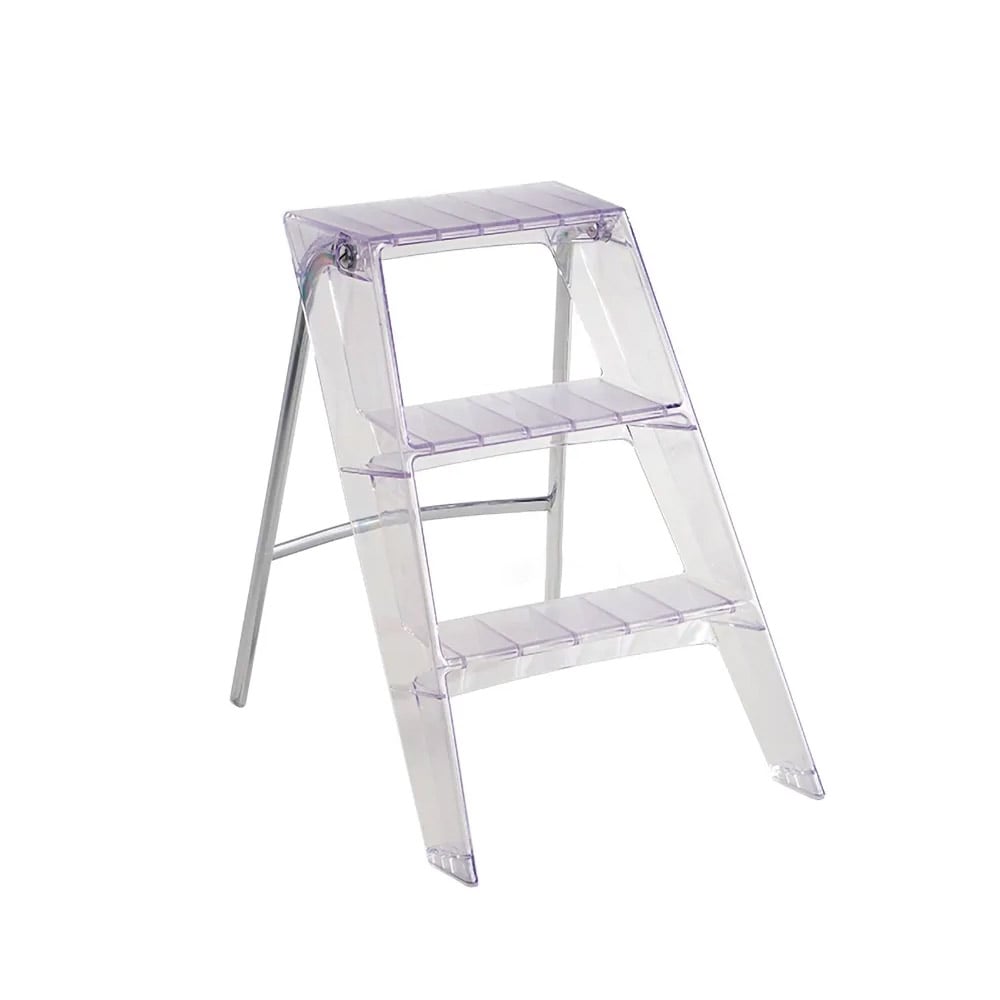 17.3"W x 24"H Acrylic Ladder Bookshelf 3-Tier Storage Rack Shelf window image