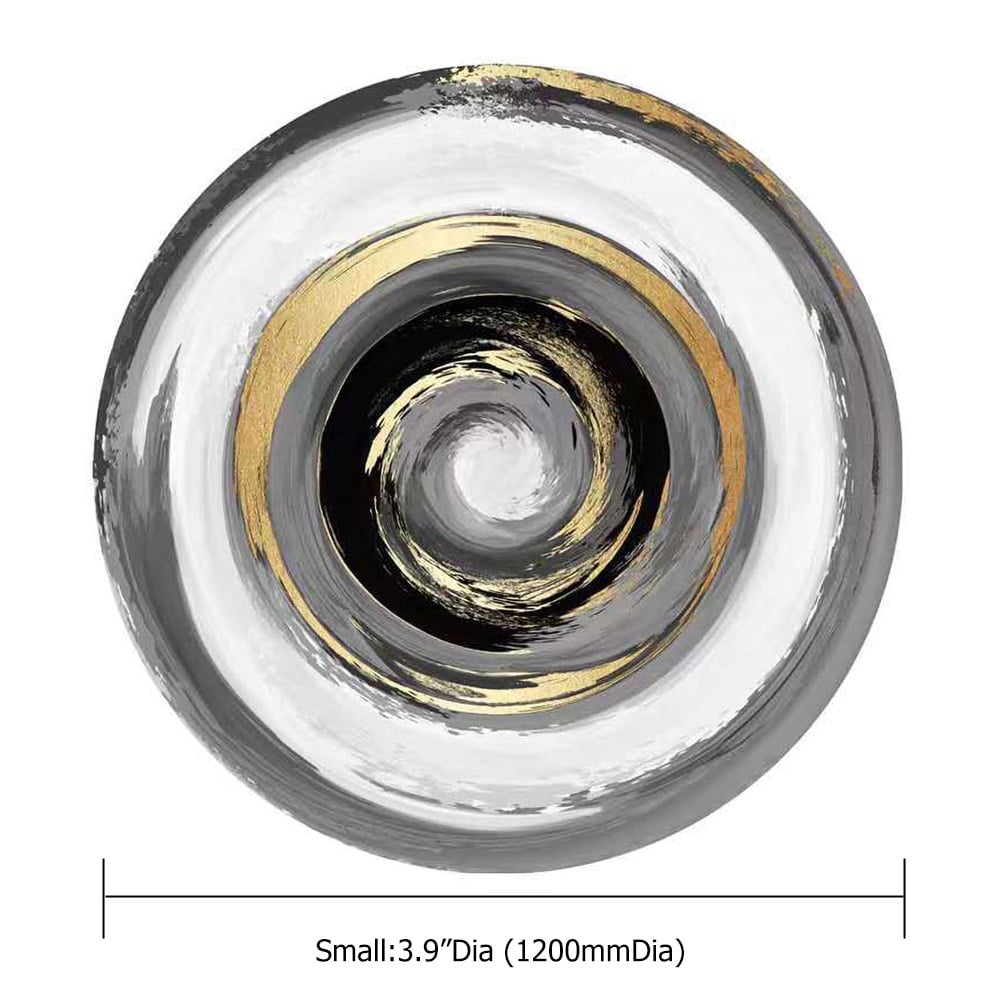 Unique Round Indoor Aera Rug 5' White Gray and Gold window image