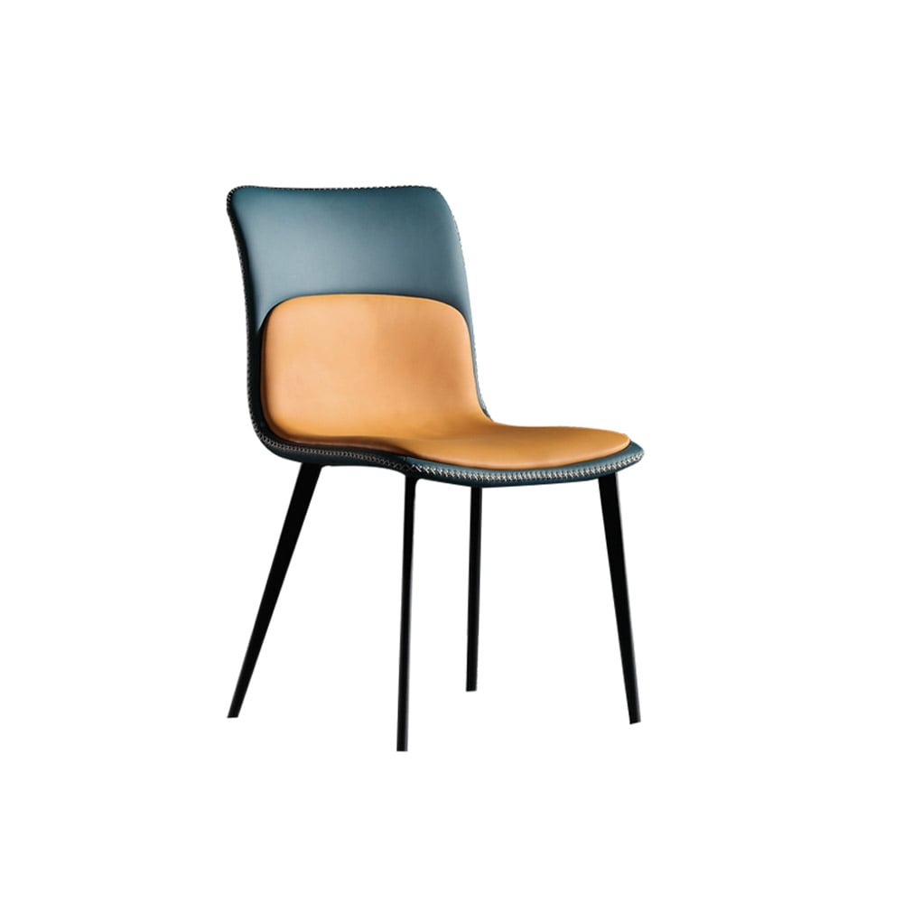 Modern Upholstered Blue Dining Chair PU Leather Side Chairs (Set of 2)