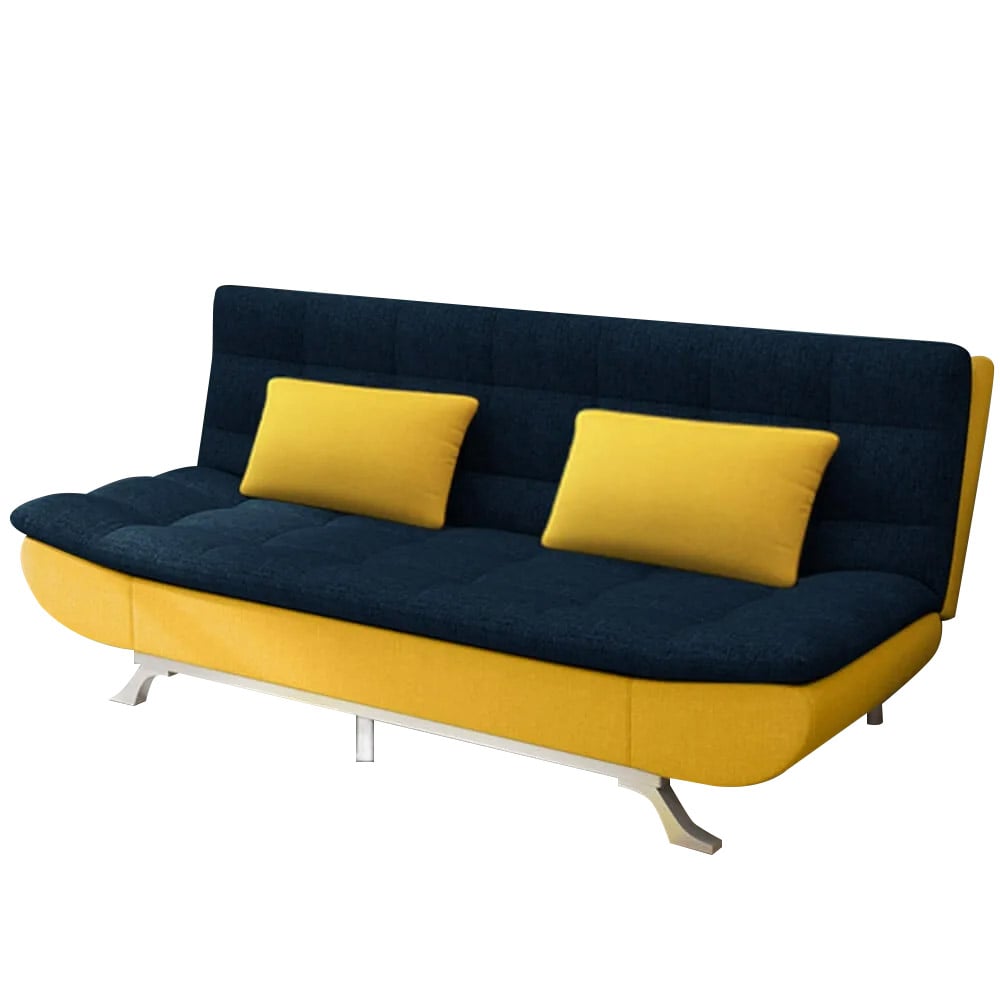 Linen Futon 2-Function Sleeper Sofa Bed with Cushions Lounge for 2 Seaters Living Room window image