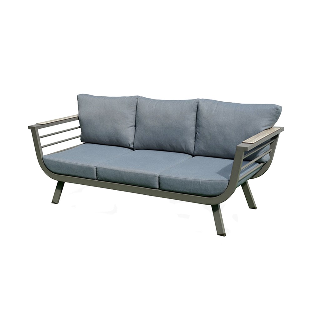 71.3" 3-Seater Aluminum Outdoor Sofa with Blue Polyester Cushion window image
