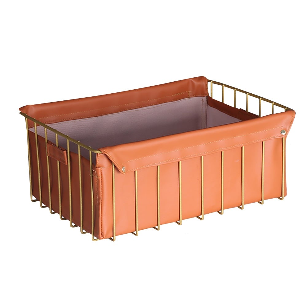 Contemporary Gold Desk Organizer in Metal & Leather window image