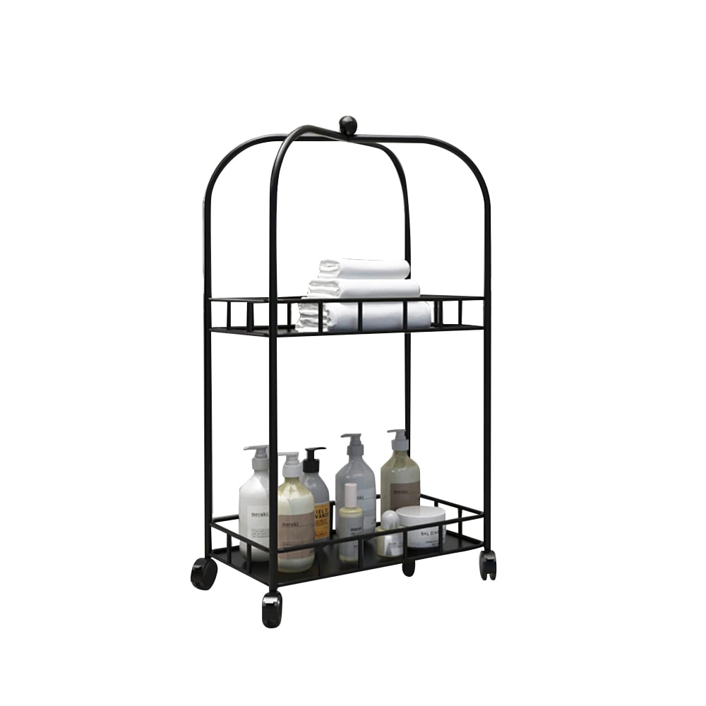 2 Tier Modern Gold Metal Storage Rolling Cart window image