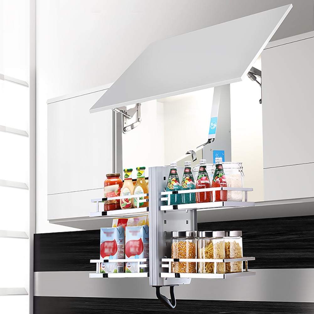 Liftable Bowl Seasoning Basket Double-layer Pull-Out Pantry window image