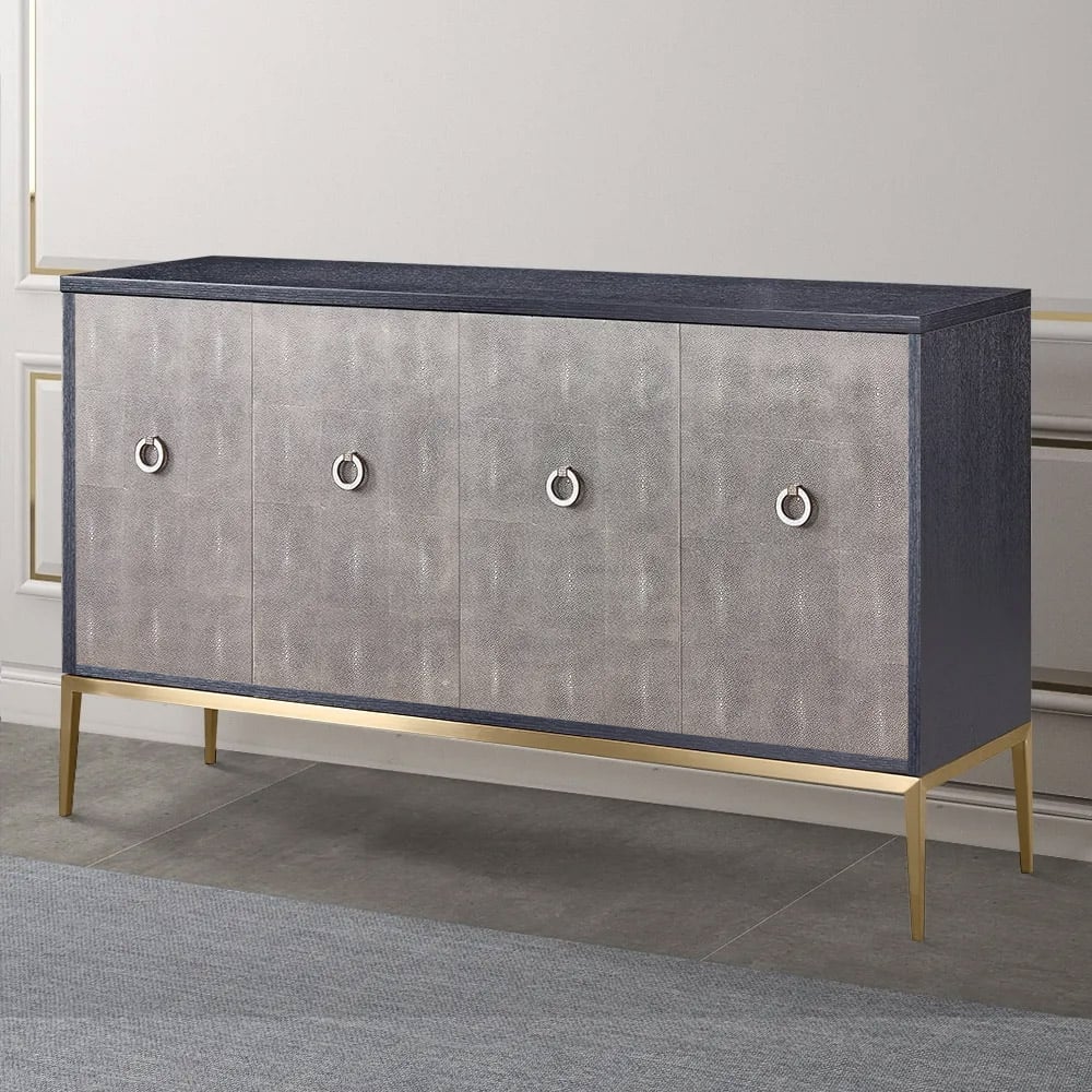 1550mm Grey Sideboard Buffet with 4 Doors Gold Stainless Steel Legs window image