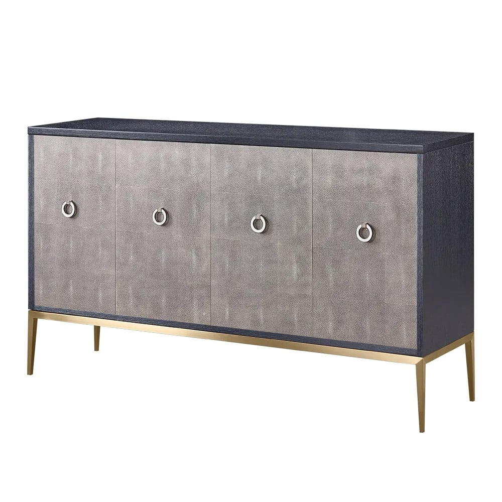 1550mm Grey Sideboard Buffet with 4 Doors Gold Stainless Steel Legs window image