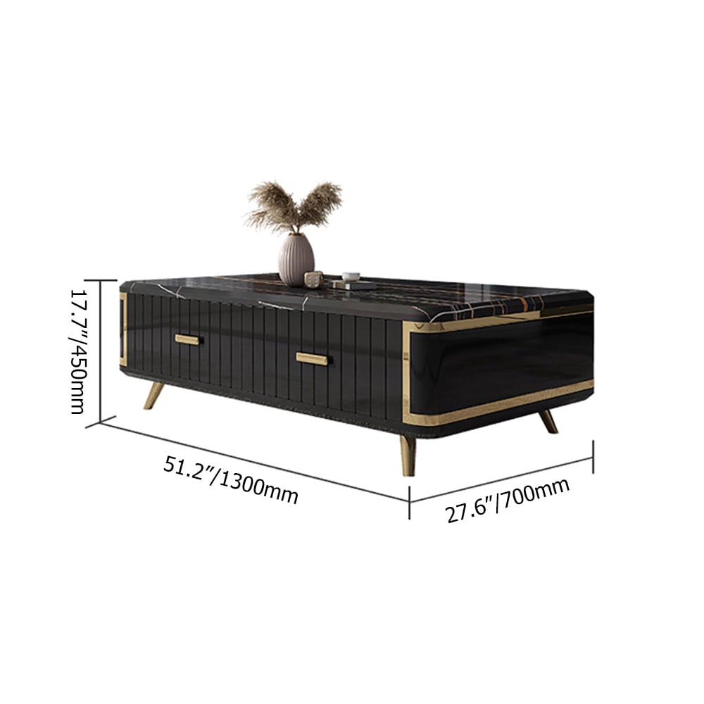 Modern Marble Coffee Table with Drawers in Black window image