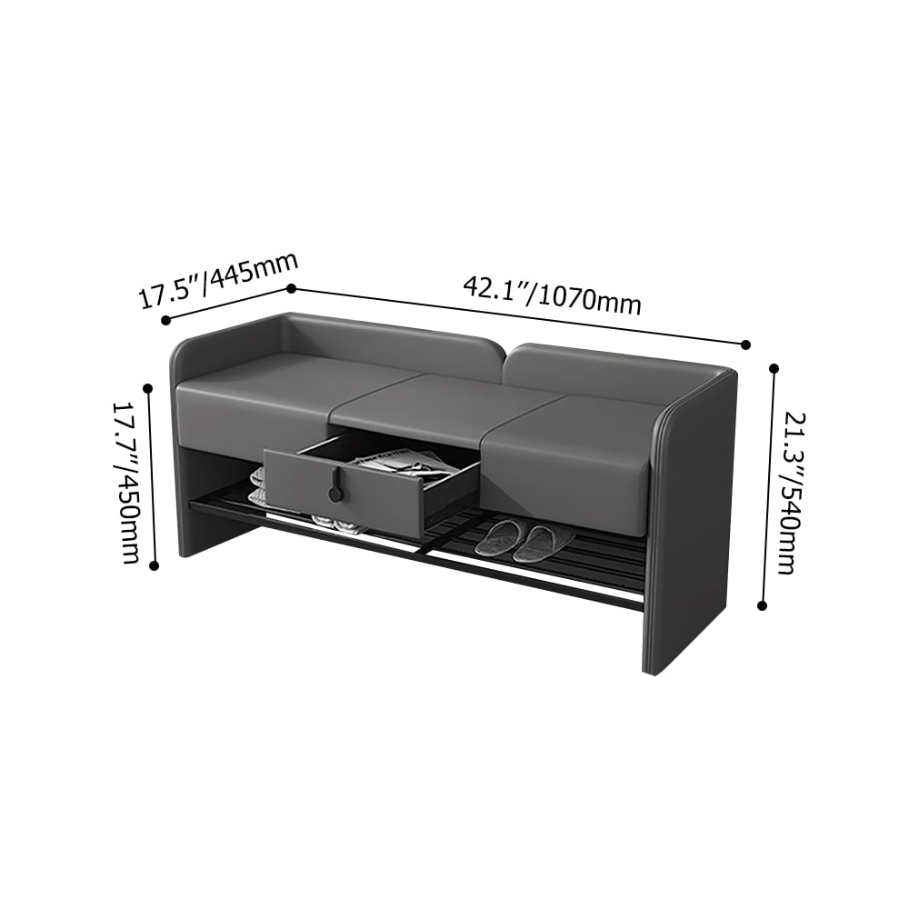 Banc de Rangement à Chaussures Rembourré Contemporain de 42.1''/1070mm en Cuir image de fenêtre