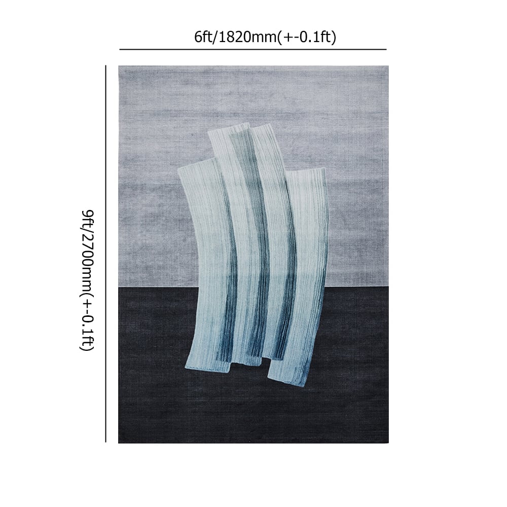 2740mm × 3650mm Modern Artistic Pattern Black & Grey Rectangle Area Rug