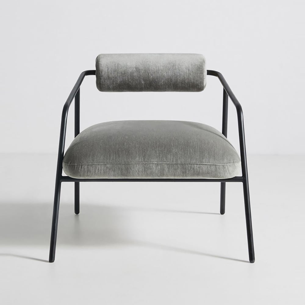 Canapé simple contemporain en coton et lin rembourré avec cadre en métal image de fenêtre