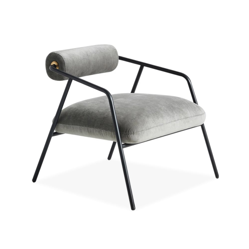 Canapé simple contemporain en coton et lin rembourré avec cadre en métal image de fenêtre