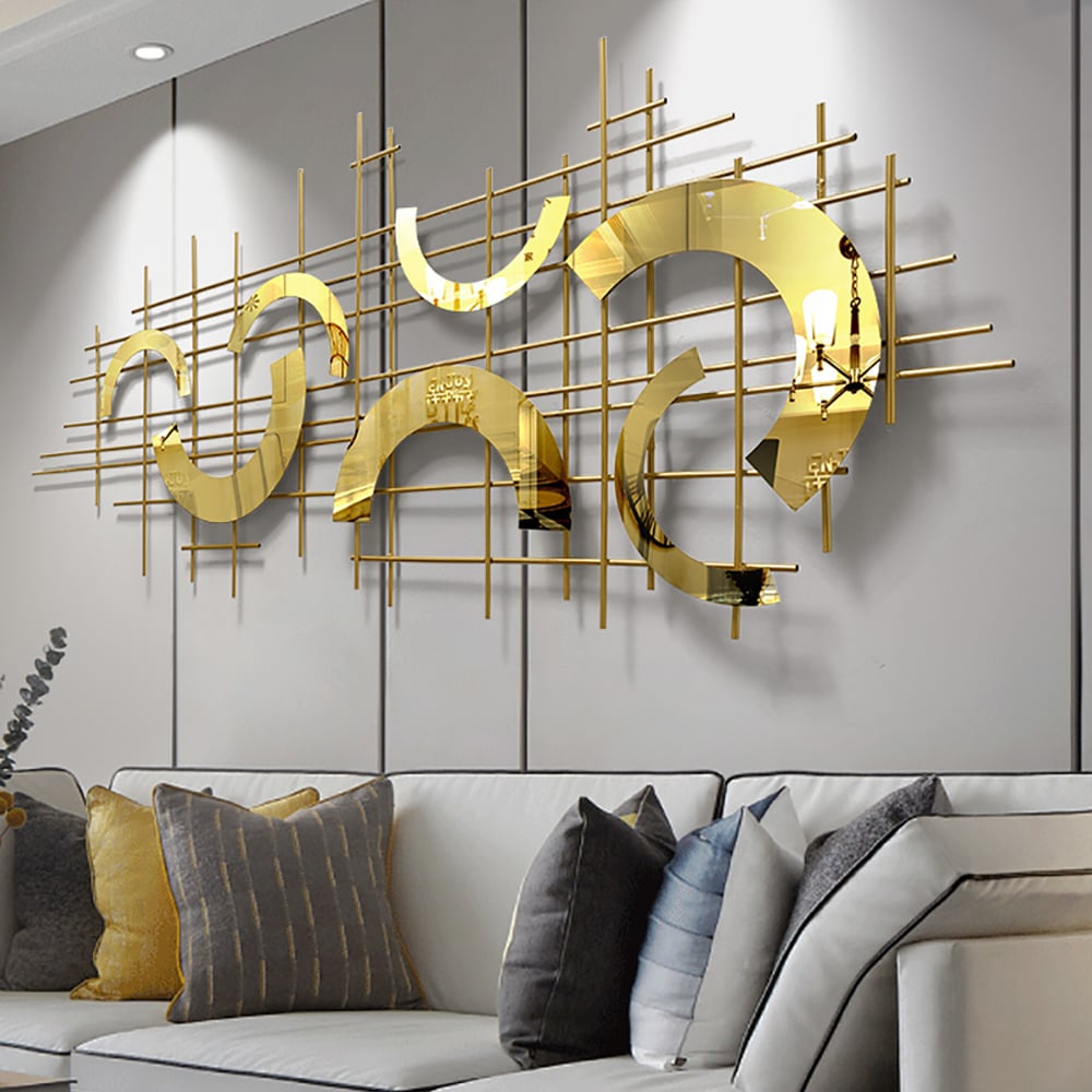 Cadre en forme d'onde de luxe 3D Poissons Décoration murale Canapé Fond Suspendu Art image de fenêtre