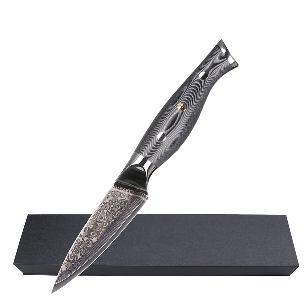 9 Pieces Damascus Kitchen Knife Set with Block Damascus Chef Knives window image