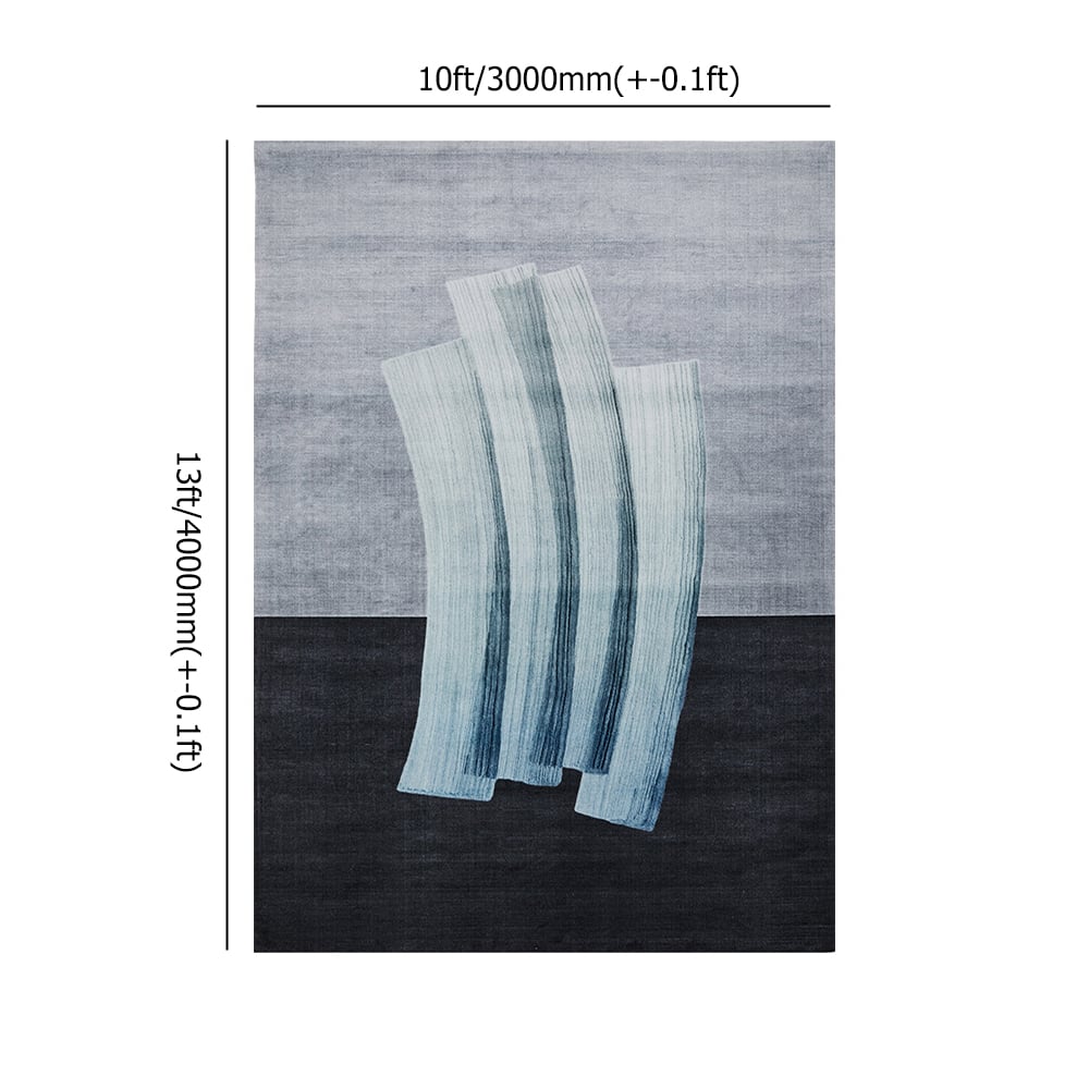 2740mm × 3650mm Modern Artistic Pattern Black & Grey Rectangle Area Rug